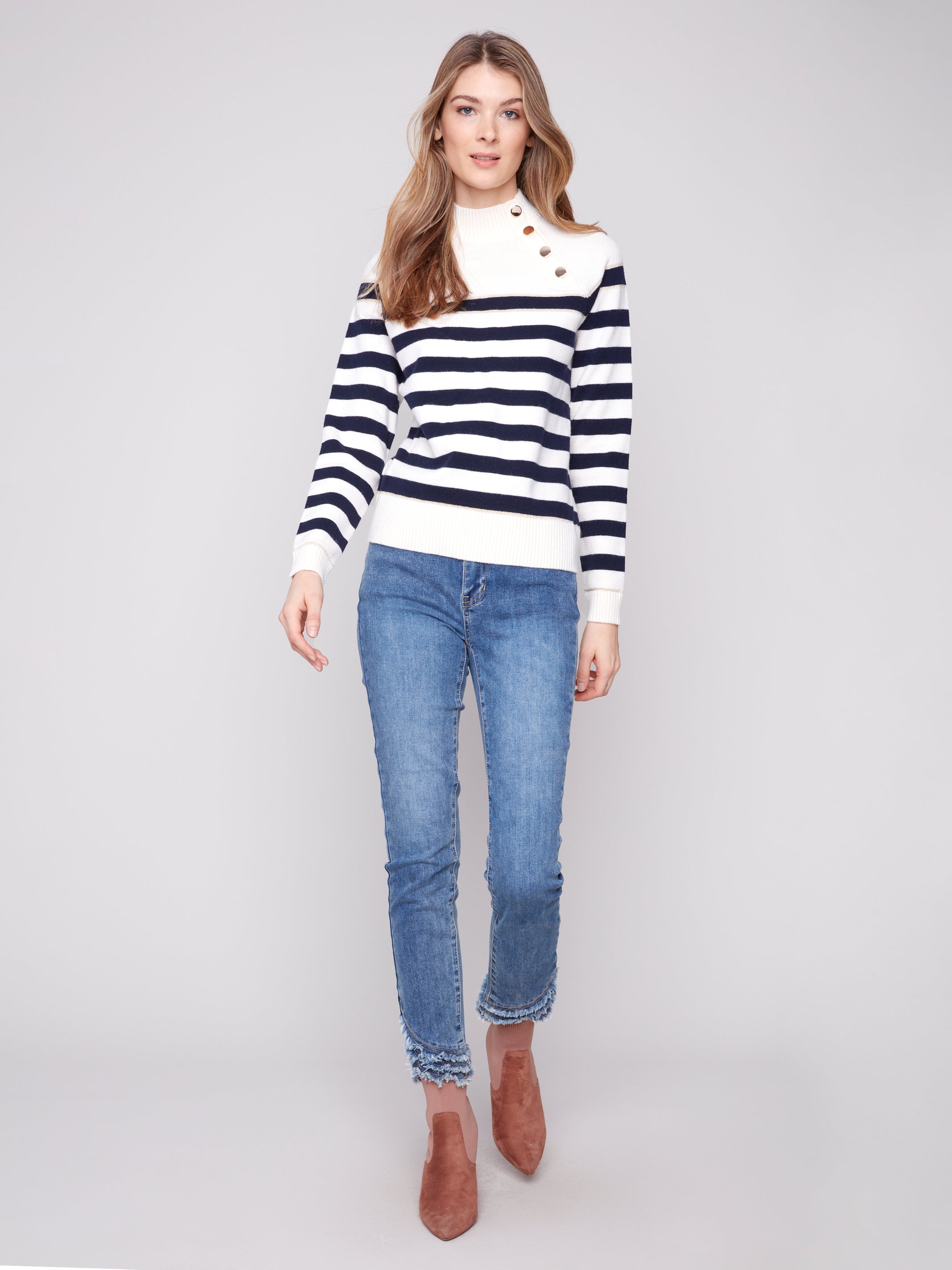 Chandail Rayé à Col Boutonné – Charlie B