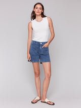 Short en jean avec poches plaquées