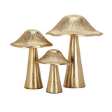 Champignon décoratif en aluminium doré