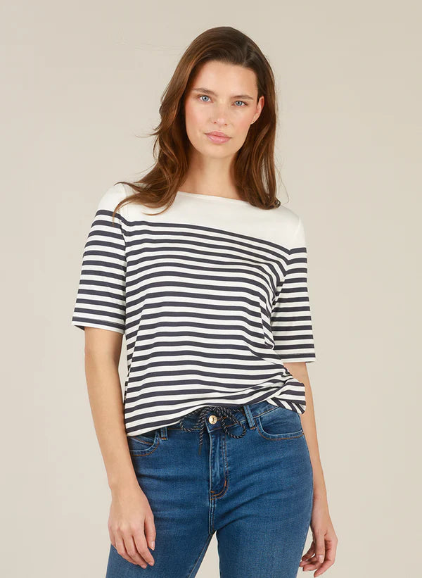 T-shirt rayé - Ishaana - Marine & Blanc Cassé / Rose et Blanc Cassé - Yest