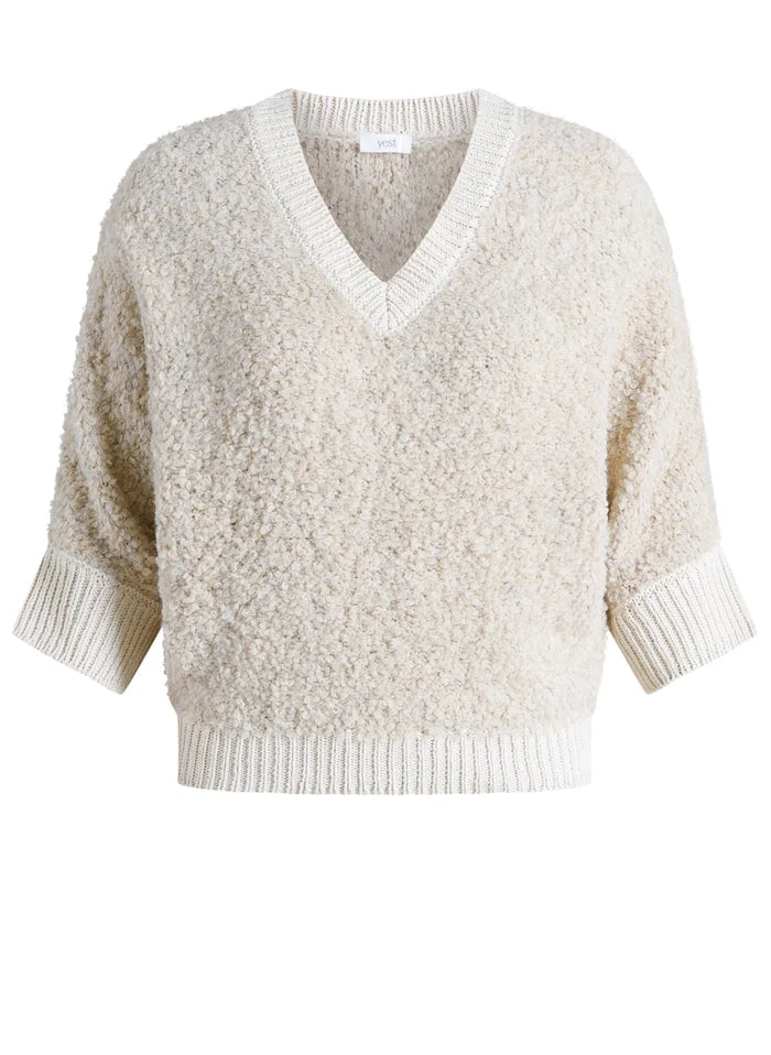 Pull en maille bouclée beige Usina - YEST