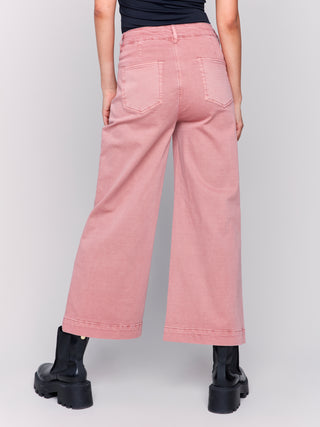 Pantalon rose jambe large