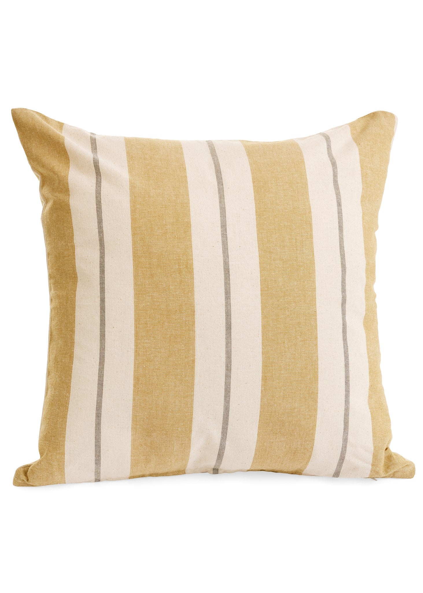 Coussin jaune à rayures blanches 17"x17" - ADV