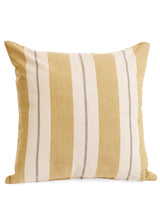 Coussin jaune à rayures blanches 17"x17" - ADV
