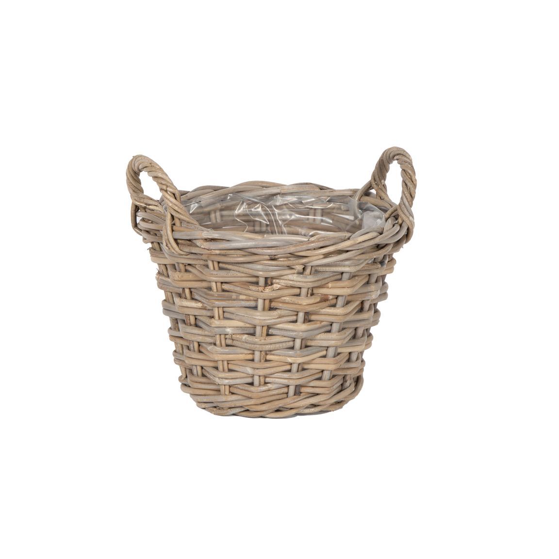 PANIER EN ROTIN GRIS TISSU 2X2 AVEC ANSES - BBL