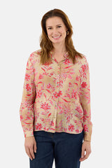 Blouse à manches longues - beige / rose - imprimé fleuri - BRANDTEX - BTX