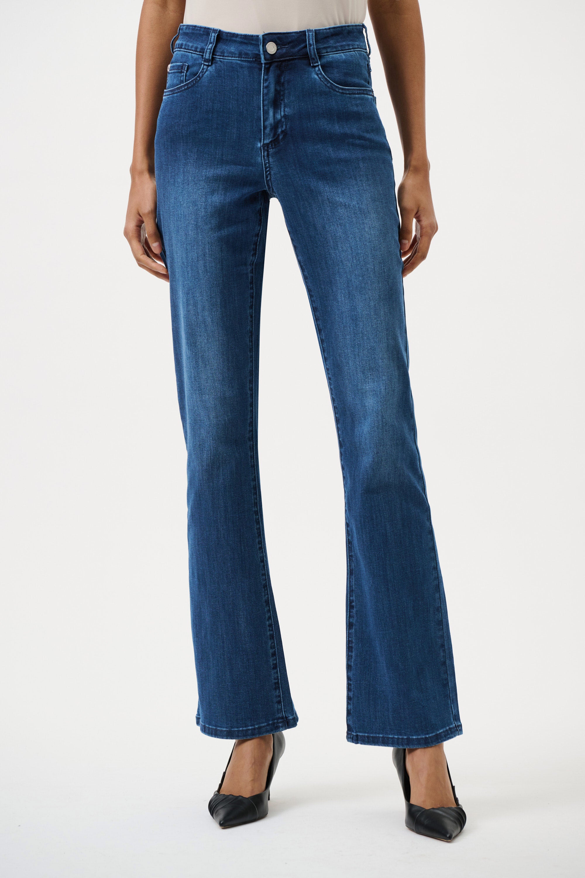 Brooke | Jean extensible semi-évasé classique - Bleu ou Noir- Joseph Ribkoff