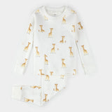 Ensemble pyjama côtelé blanc à imprimé girafes