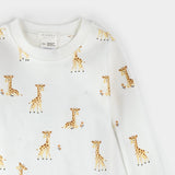 Ensemble pyjama côtelé blanc à imprimé girafes