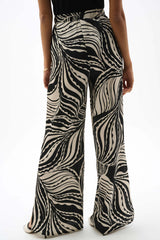 Pantalon large à imprimé abstrait en satin bulles avec fentes latérales - Joseph Ribkoff