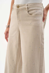 Jeans Jambe Large avec Rhinestones - Featherweave™ - Joseph Ribkoff