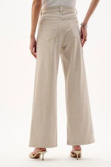 Jeans Jambe Large avec Rhinestones - Featherweave™ - Joseph Ribkoff