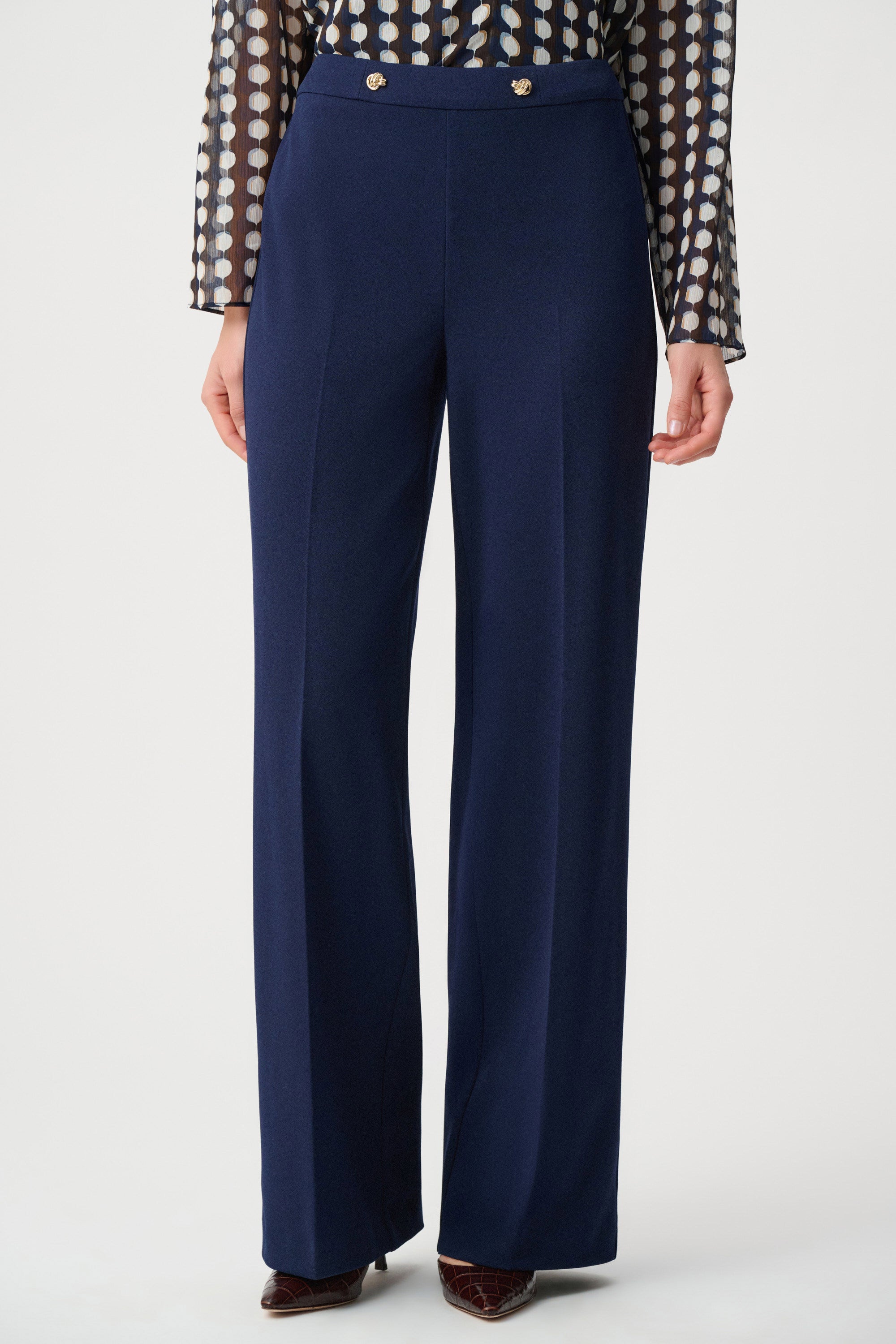 Pantalon à enfiler à jambe large en daim scuba - Joseph Ribkoff