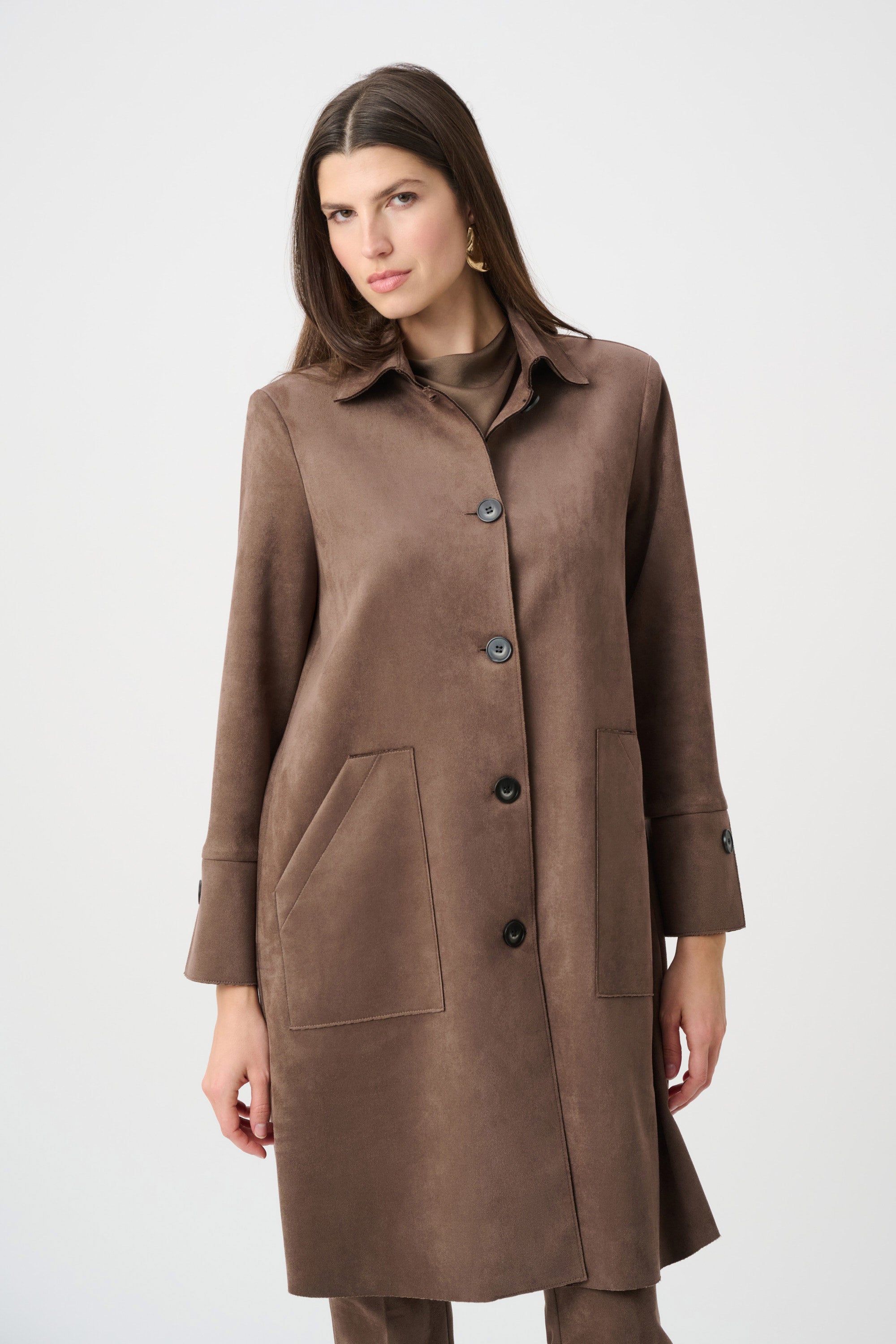 Manteau droit en faux suède scuba - Joseph Ribkoff