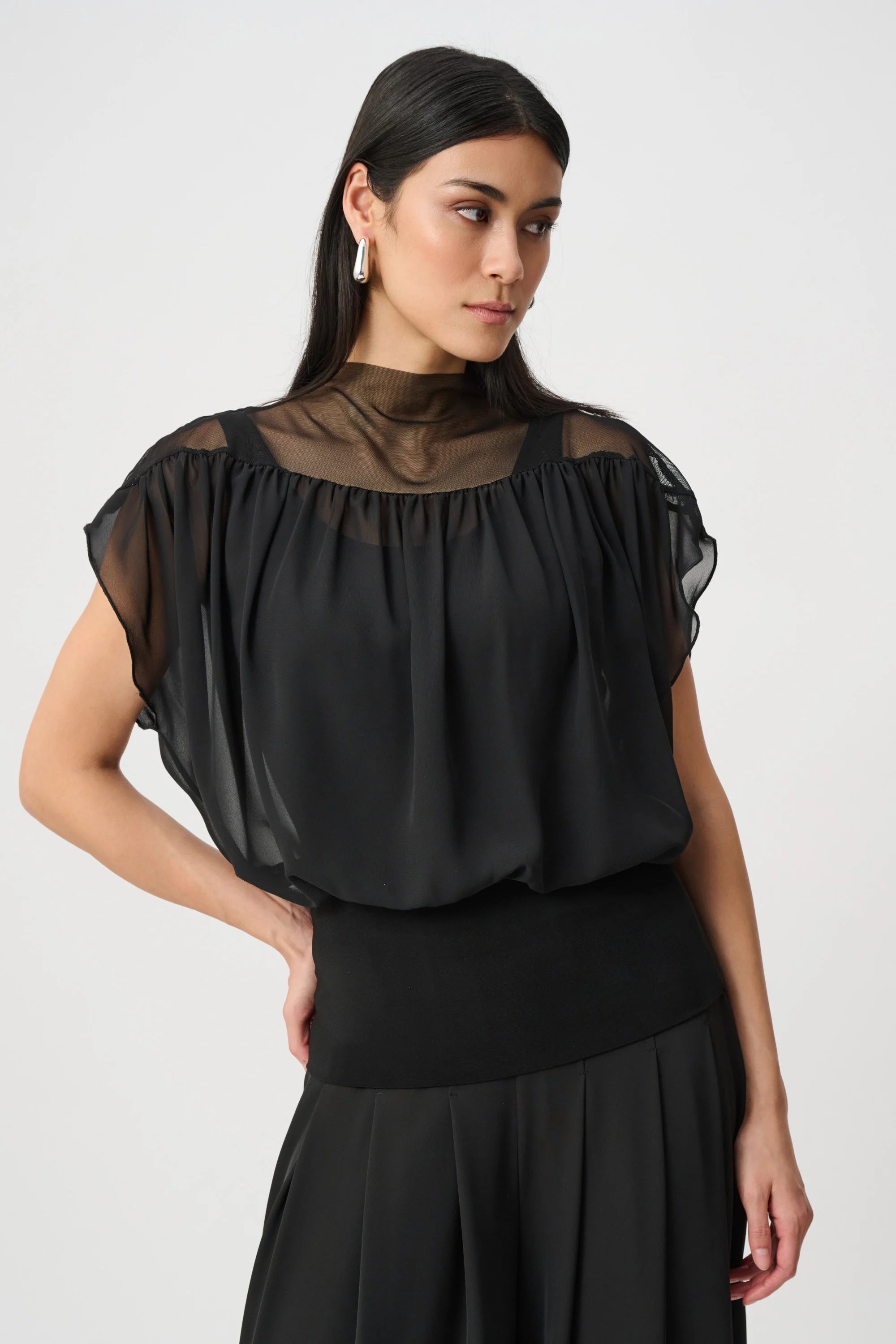 Haut Blouson en Mousseline et Tricot Soyeux - Joseph Ribkoff