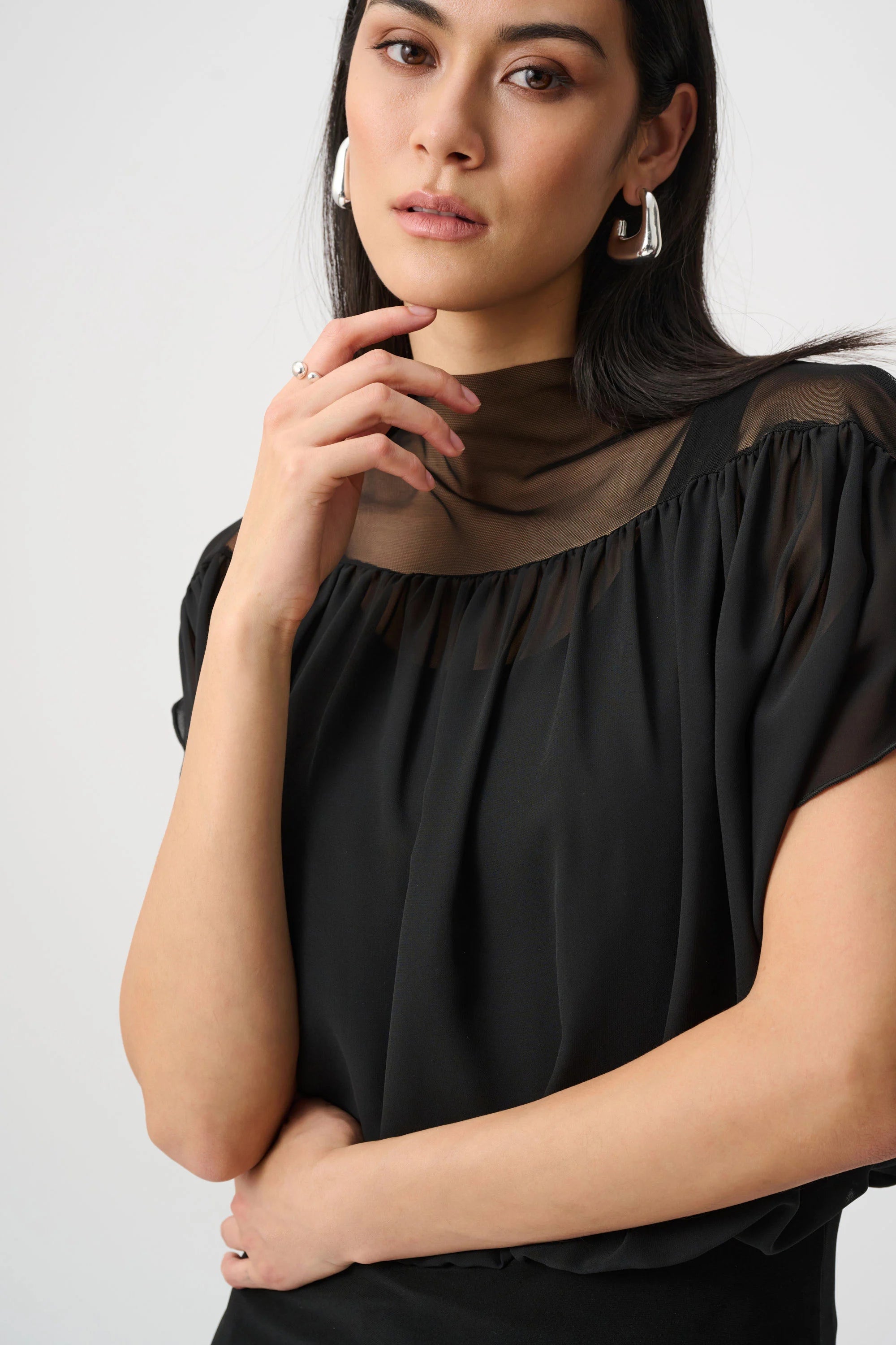 Haut Blouson en Mousseline et Tricot Soyeux - Joseph Ribkoff