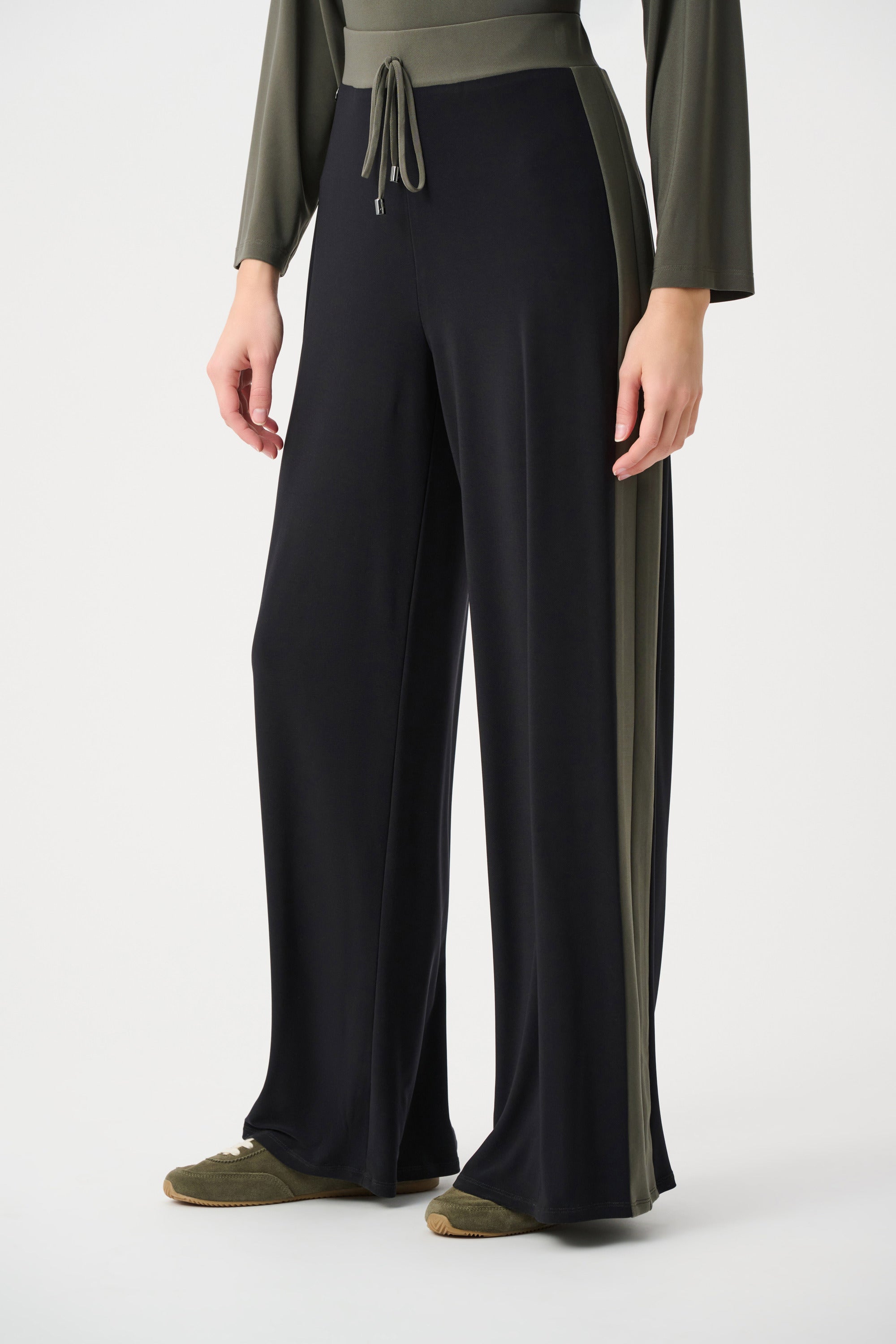 Pantalon à enfiler à jambe large en tricot soyeux à blocs de couleurs - Joseph Ribkoff