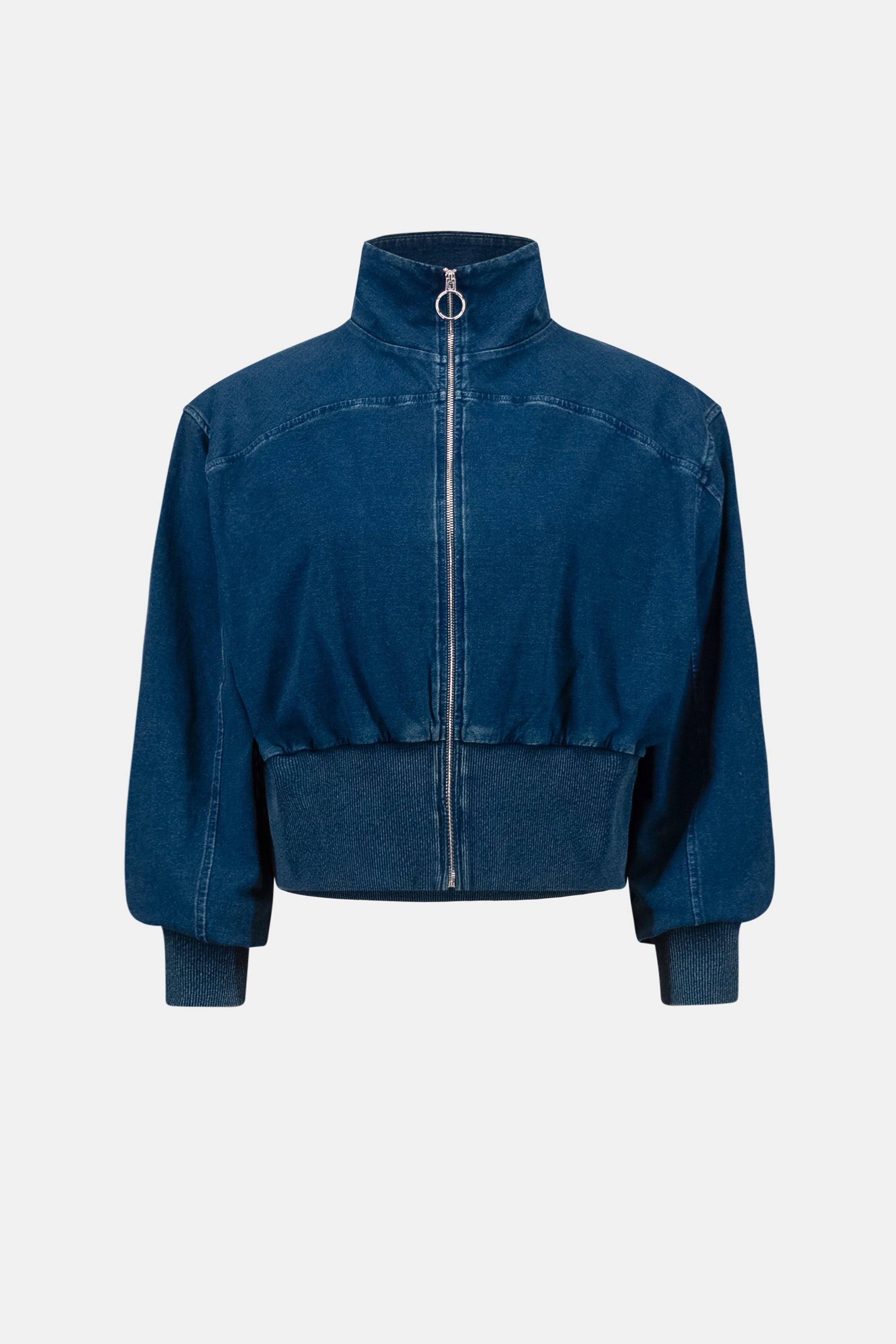 Blouson aviateur en denim tricoté à col entonnoir - Joseph Ribkoff