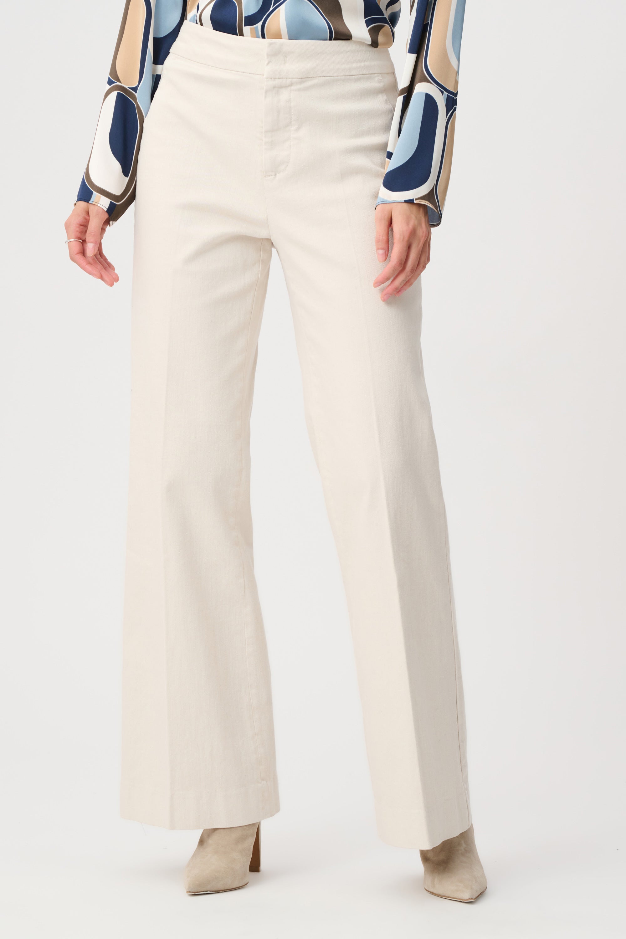 Chloe | Jean à jambes larges en denim extensible taille haute - Joseph Ribkoff
