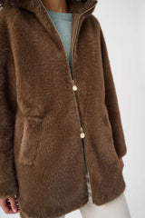 Manteau à capuche en fausse fourrure - Joseph Ribkoff