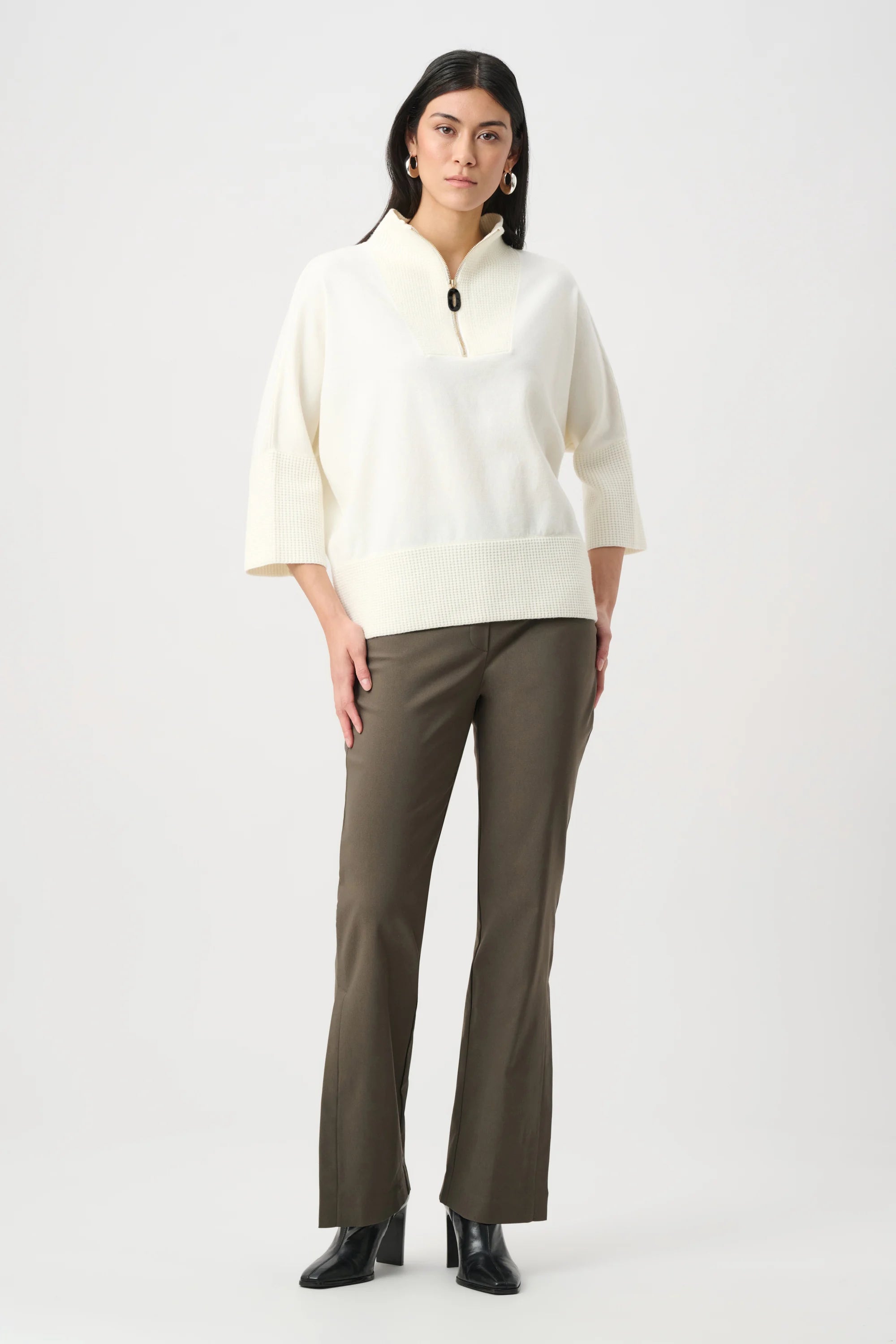 Tricot en viscose et en nylon brossé à col entonnoir - Joseph Ribkoff blanc hiver