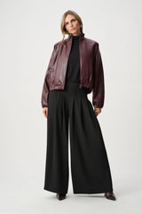 Blouson bomber en cuir synthétique à col montant - Joseph Ribkoff