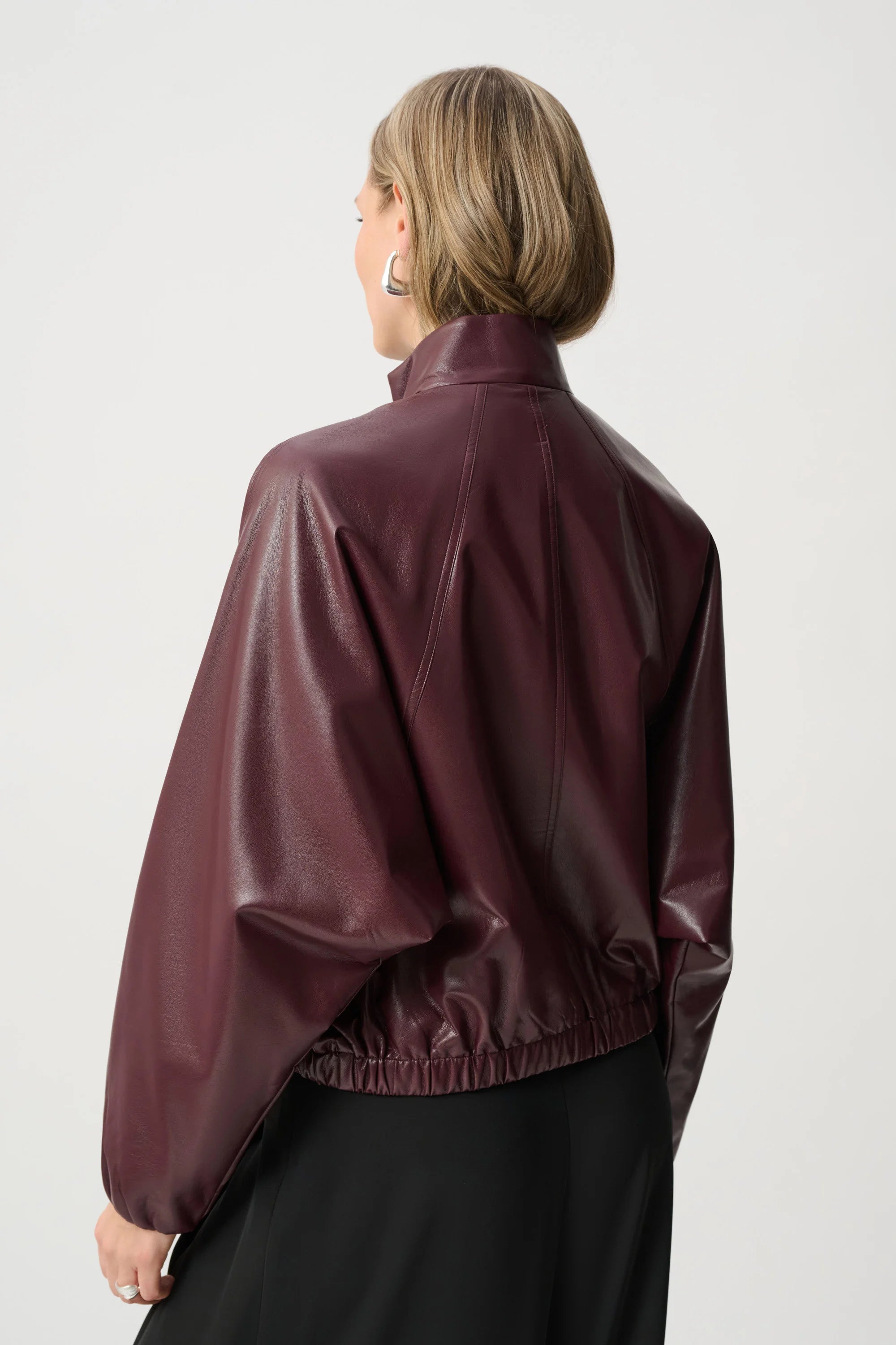 Blouson bomber en cuir synthétique à col montant - Joseph Ribkoff