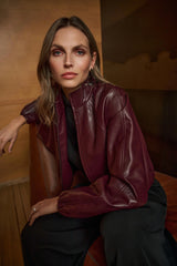 Blouson bomber en cuir synthétique à col montant - Joseph Ribkoff