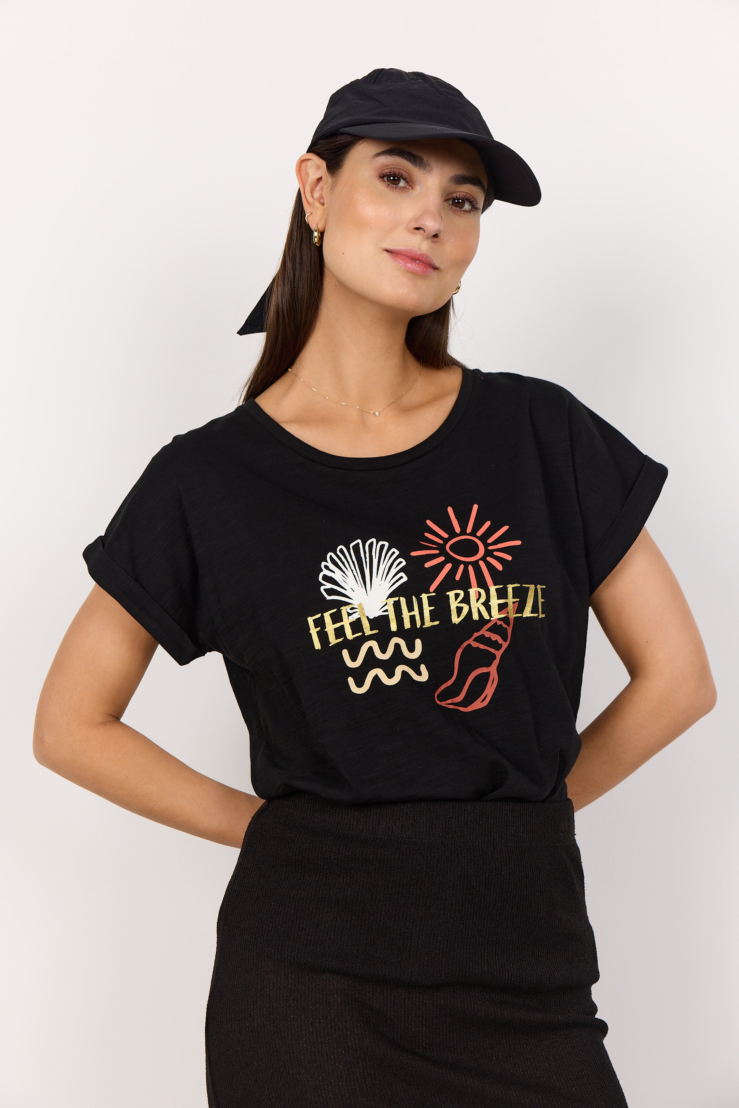 T-shirt Barbette noir en coton biologique - Soya Concept
