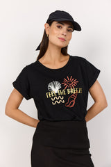 T-shirt Barbette noir en coton biologique - Soya Concept