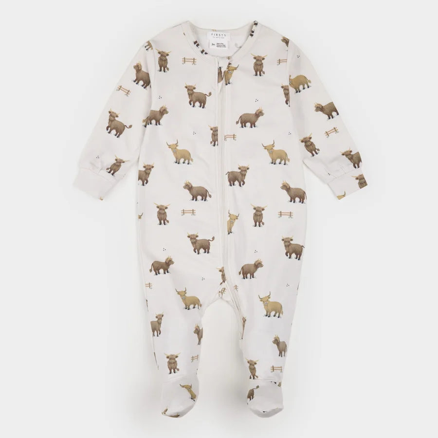 Pyjama crème à imprimé vaches écossaises - Petit Lem