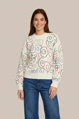 Pull crème à motif floral abstrait - C & S