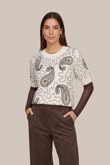 Pull sans manches crème à motif paisley - C & S