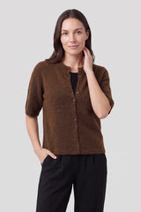 Cardigan chocolat doux et enveloppant avec Alpaga