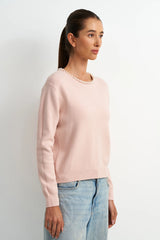 Pull beige à détails perlés - Astrid
