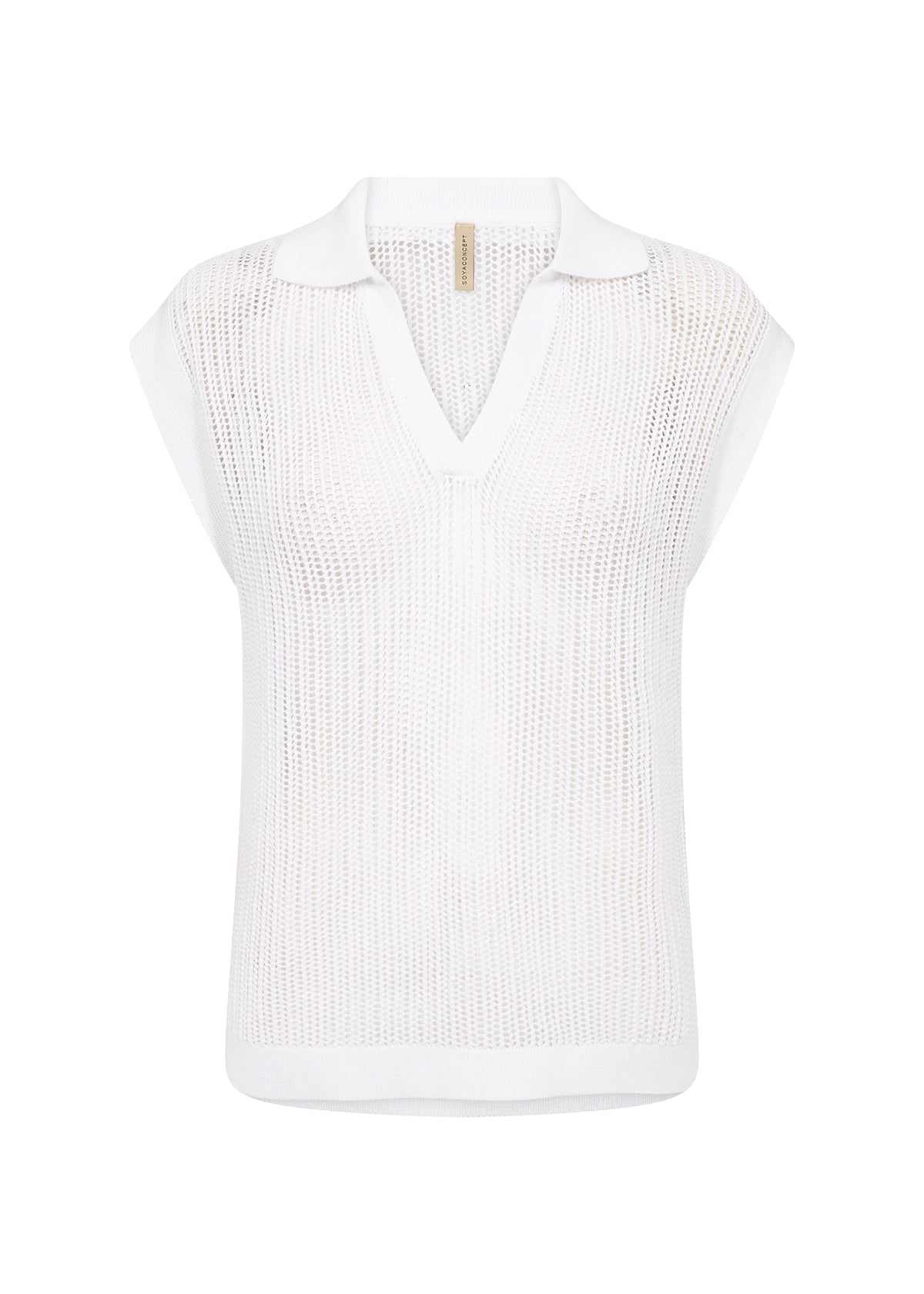 T-shirt blanc Derby col en V - Soya concept