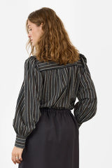 Blouse rayée texturée à col classique