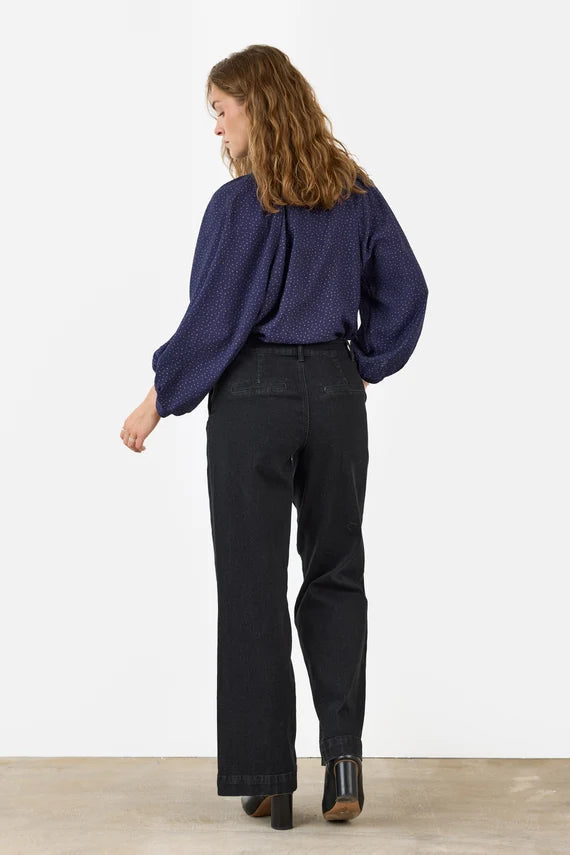 Blouse marine à petits pois