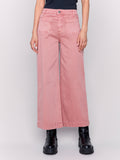 Pantalon rose jambe large