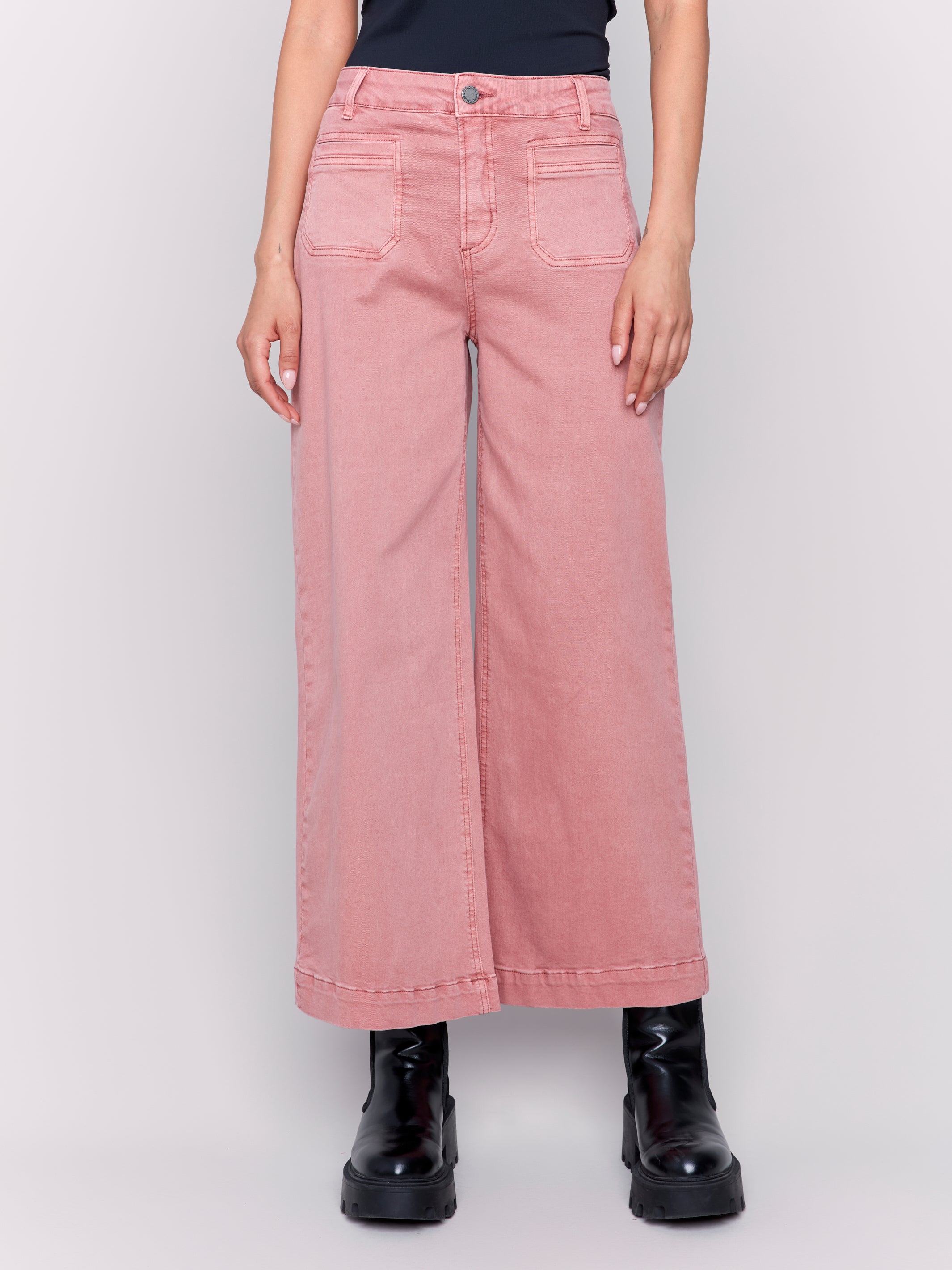 Pantalon rose jambe large