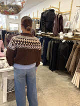 Chandail jacquard brun chocolat