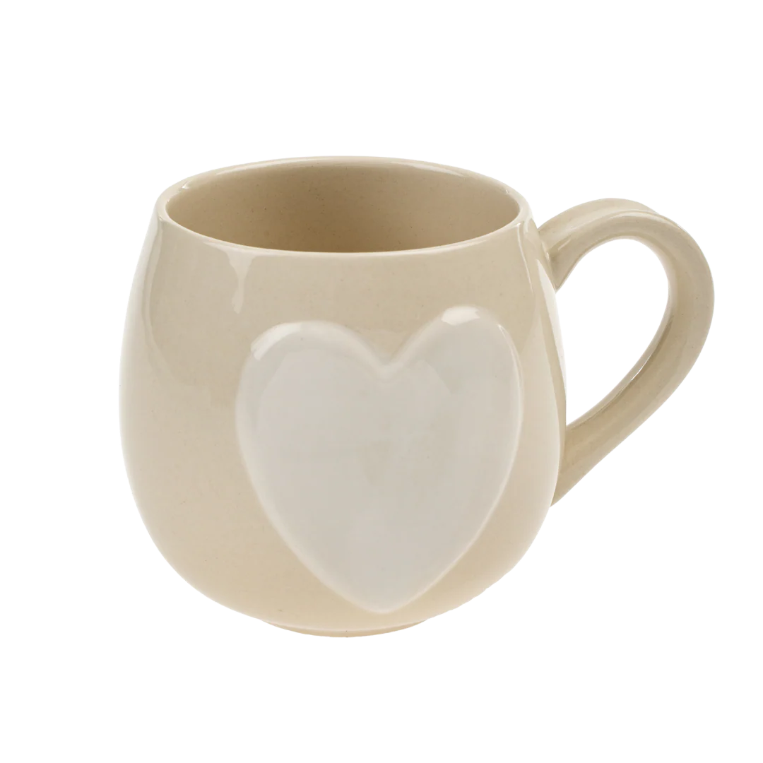 Tasse Grand Coeur - Crème & Blanc - Indaba