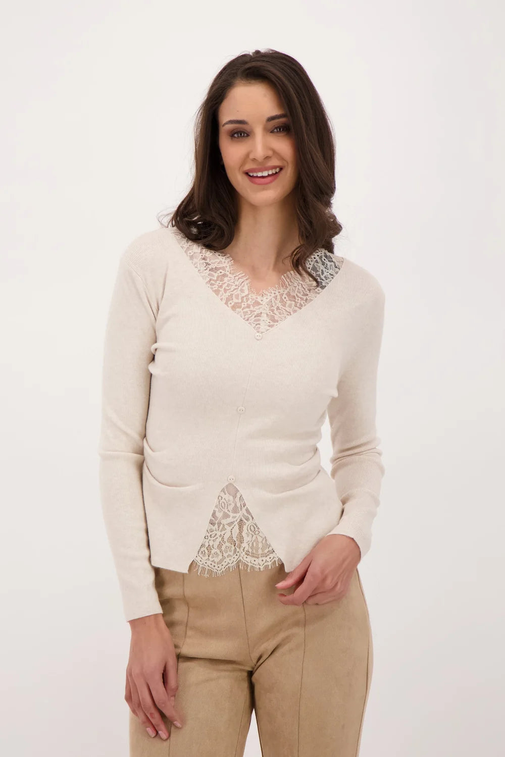 Haut à décolleté dentelle/ourlet - SPANNER LIMITED