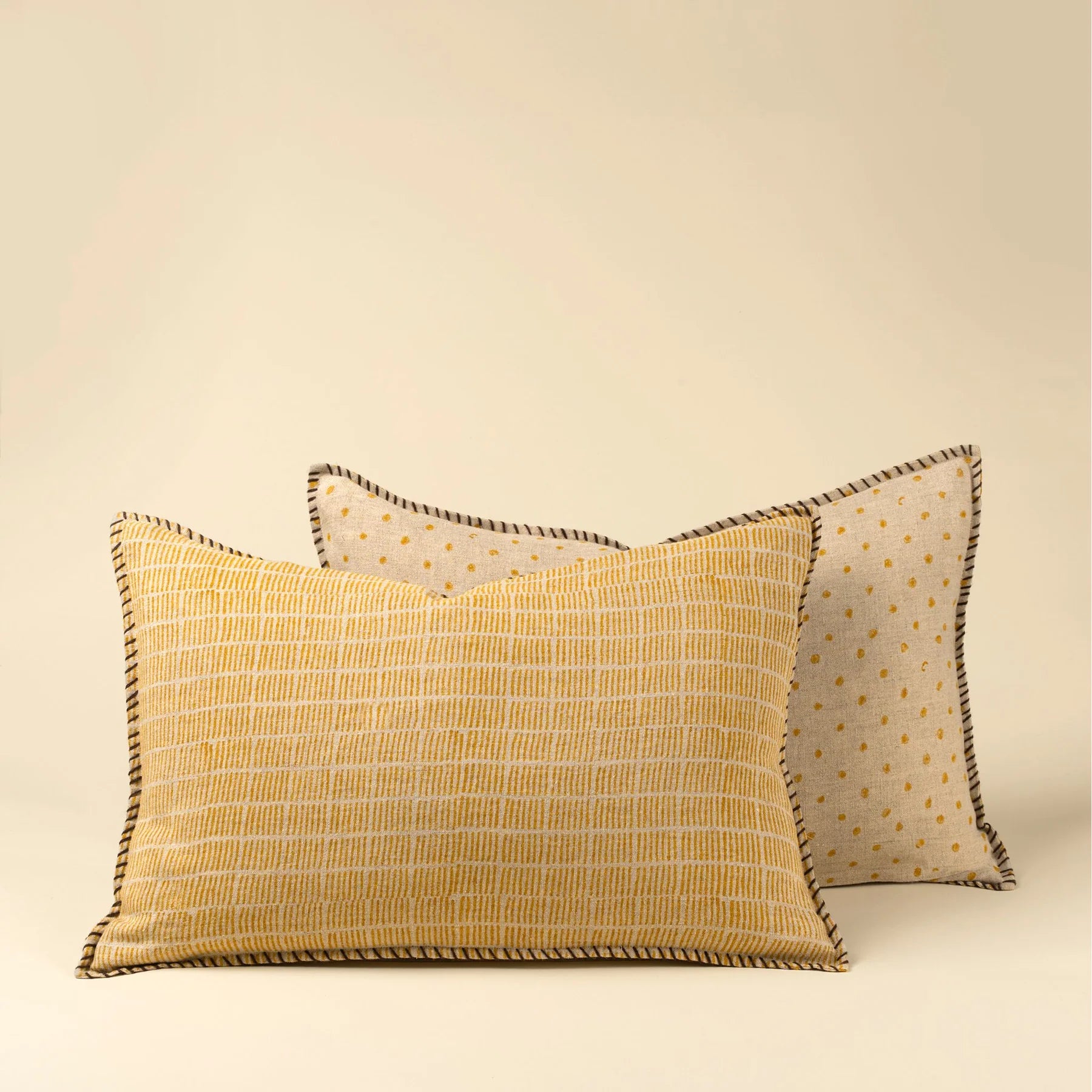 Coussin Reversible 2 Motifs 16" x 24" - Dash & Dot - Sunflower - Indaba