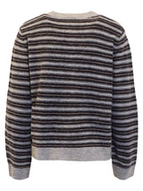Cardigan rayé bleu ciel et marine 11% alpaga