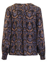 Blouse marine à imprimé feuillage latté