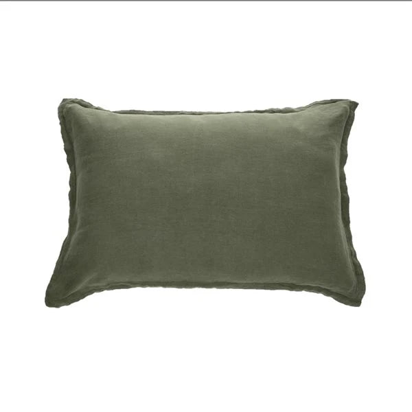Lin - Ensemble de couvre oreillers décoratifs vert olive