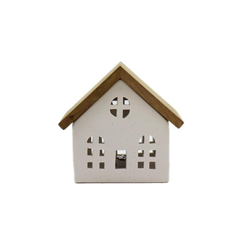 Petites Maisons Décoratives au LED - Céramique & Bois