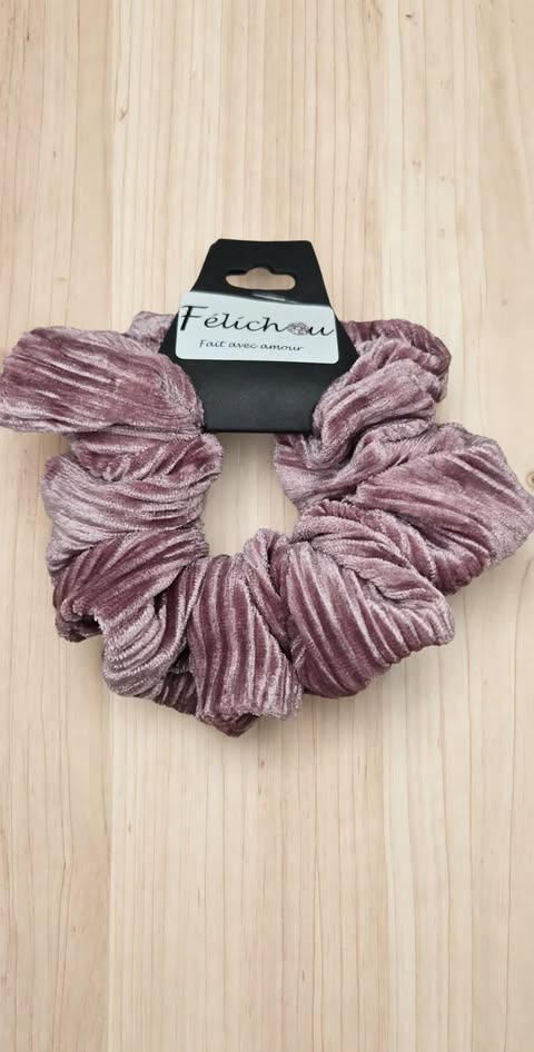 Chouchou rose en velours - FÉLICHOU