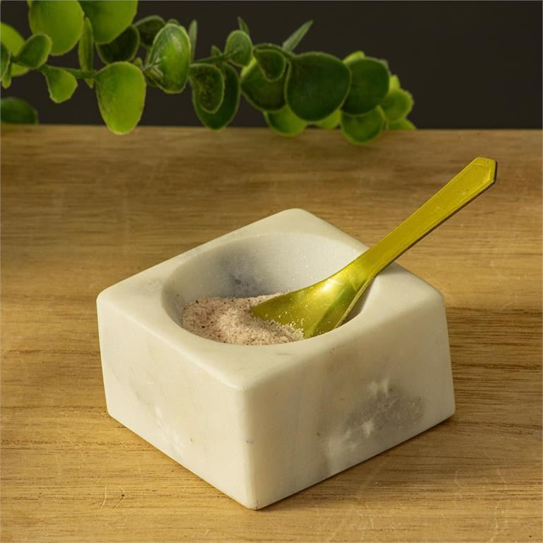 Main de Sel en Marbre avec Cuillère en Laiton - Audrey's